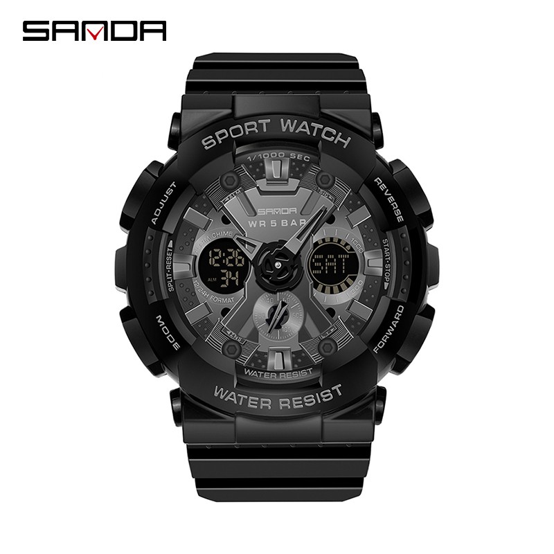 SANDA 6033 Jam Tangan Pria Digital Analog Tali Rubber Chronograph Anti Air WATCHKITE WKOS