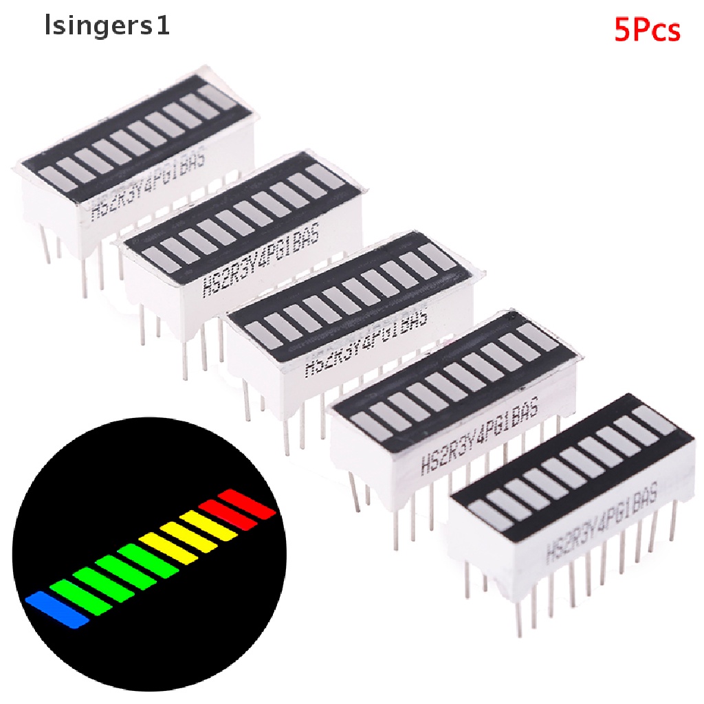 (lsingers1) 5pcs Lampu Bargraph LED 10 Segmen Warna Biru / Hijau / Kuning / Merah