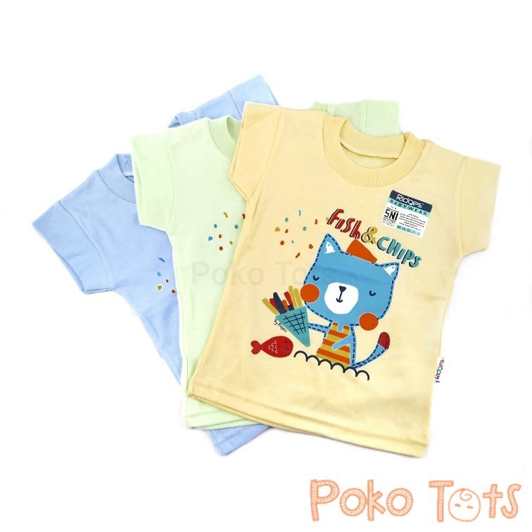 Ridges Kaos Oblong Motif Fish and Chips Baju Harian Bayi dan Anak