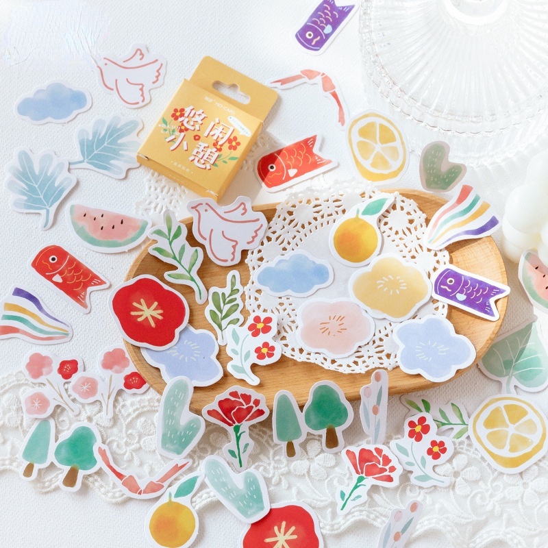 46pcs/set Creative Self-adhesive Stickers Hand Account Diy Decorative Sealing Stickers Stationery