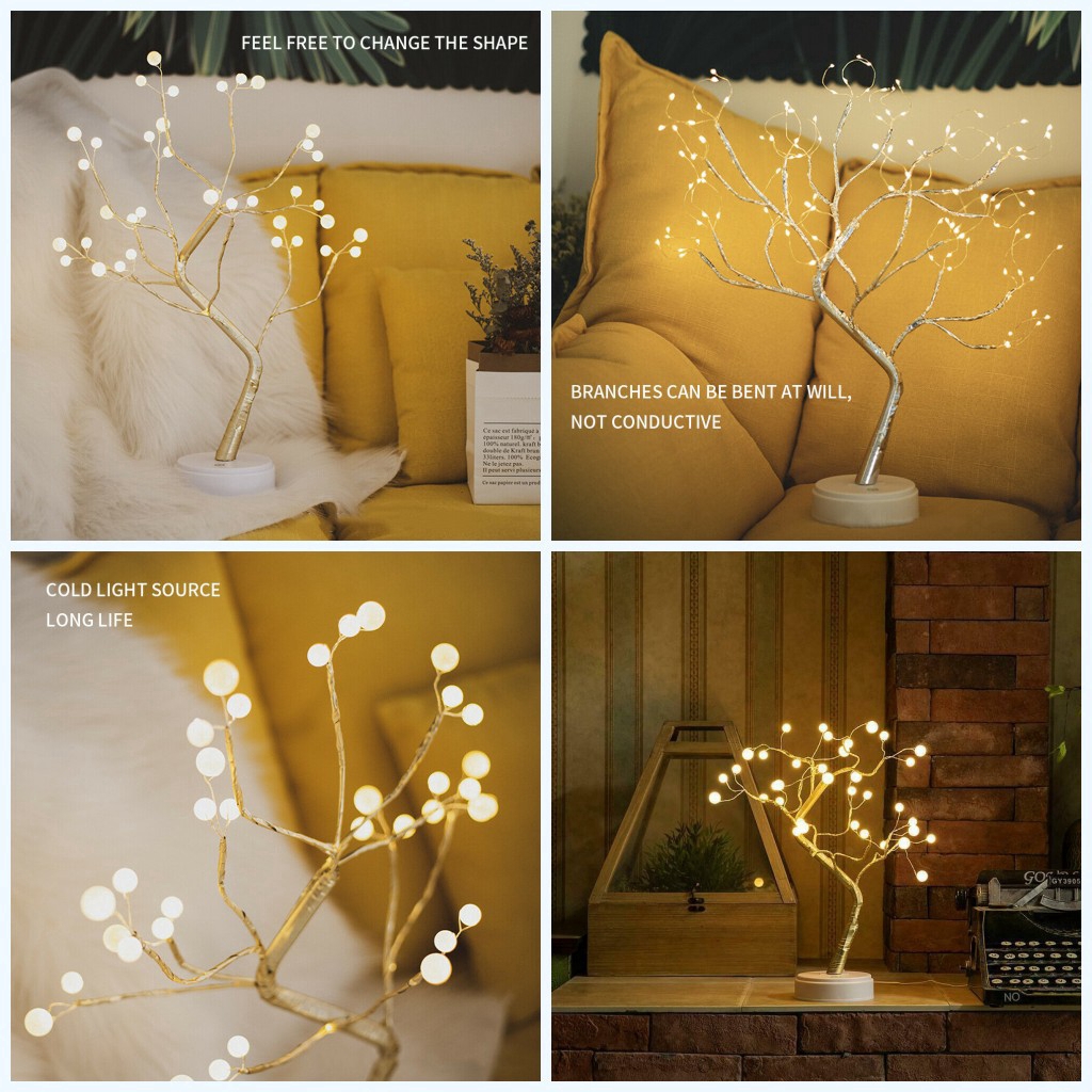 【P&amp;T】Lampu Pearl Firefly LED Copper Wire Tree Light Christmas Night Light Decoration USB or Battery