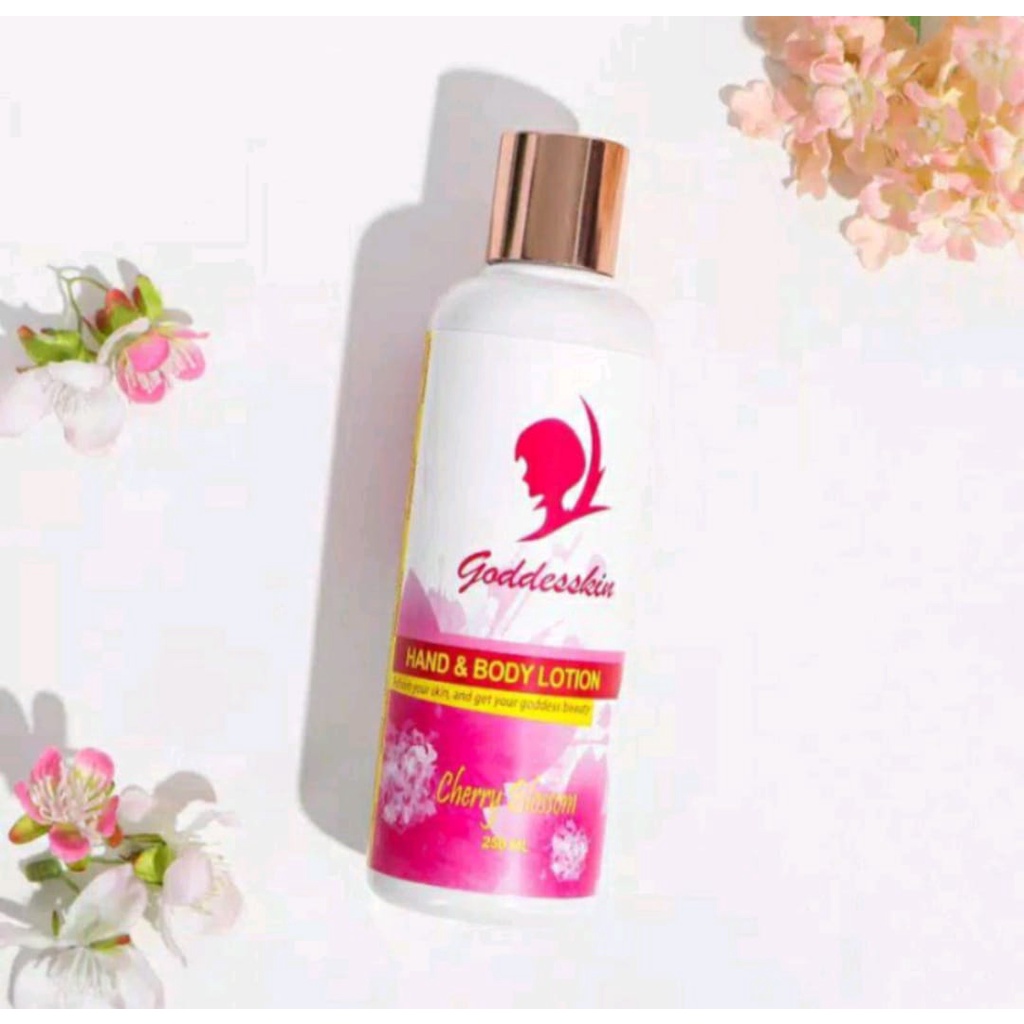Goddesskin Body Lotion Cherry Blossom dan Vanilla by Athena  Original BPOM ( FREE MINI SCRUNCHIE)