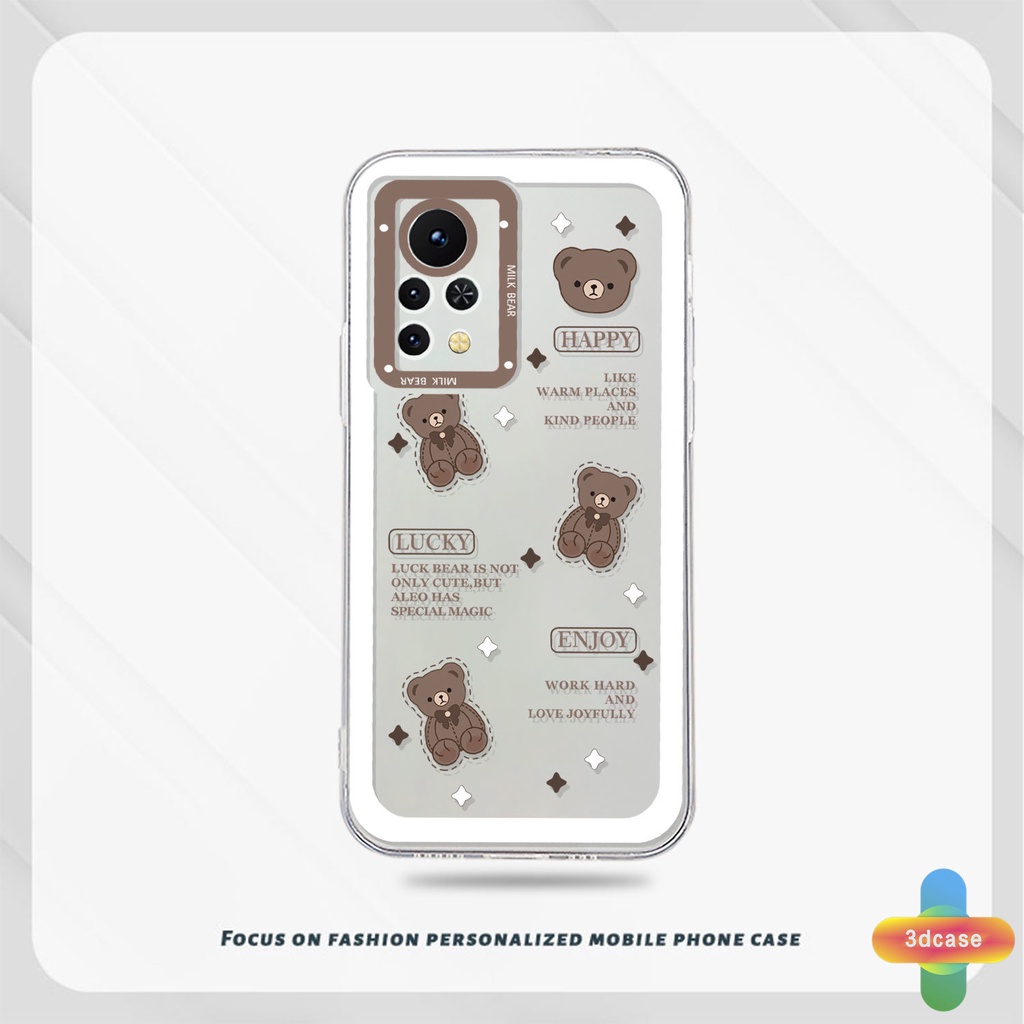 Casing Soft Case Infinix Hot 10 11 Play 10 10t 10s NFC 10i 9 Pro 10 Lite 11 Plus Hot 9 Play 11 11S NFC Infinix Smart 6 5 4 4C 5 Pro Tencno Spark 5 PRO A15 A16 A9 A5 A7 A5S Y12 Y20 Y15S Y21S A12 Brown Cute Bear Transparent Case