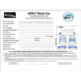 Jual Nota Custom/Nota Rental Mobil/Nota Mobil/Nota Sewa/Nota Shopee