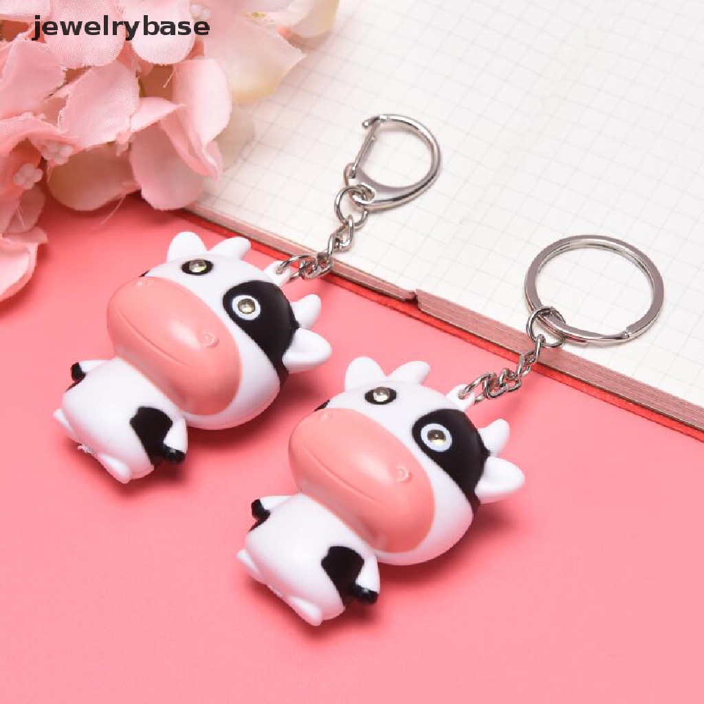 (jewelrybase) Gantungan Kunci Bentuk Sapi Dengan Senter LED + Suara Untuk Anak