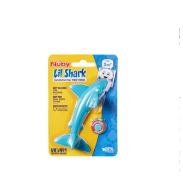 Nuby Lil Shark Sensory Teether Toothbush Mainan Gigitan Sikat Gigi