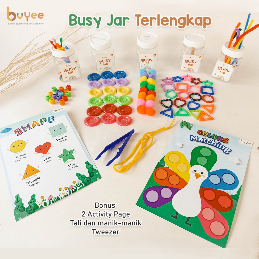 BUYEE GIFT BUSY JAR | Mainan Montessori | Mainan Edukasi Aktivitas Sensory Anak - Paket Busy Jar