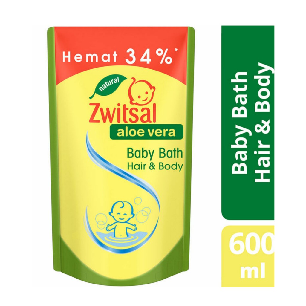 Zwitsal 2in1 Hair and Body Aloe Vera 600ml / Sabun Mandi Bayi Zwitsal Kemasan Refill 600 ml