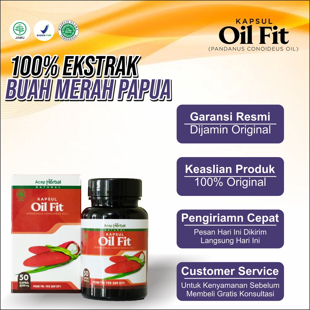 Obat Vertigo Sakit Kepala Tegang Sebelah Migran Menahun Oil Fit Ekstrak Buah Merah Papua Ekstrak Pandanus Conoideus 50 Kapsul