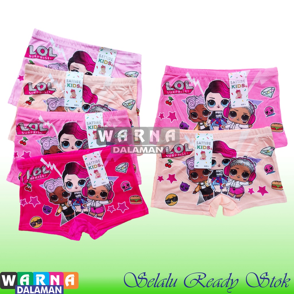 12 Pcs CD Boxer Anak Perempuan Gambar Kartun Cewek Karakter Lucu | WARNA DALAMAN