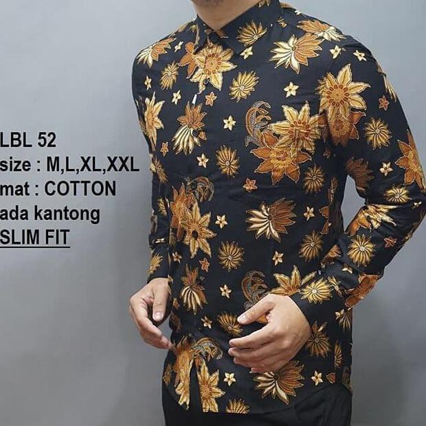 KEMEJA BATIK PRIA SLIM FIT LBL52 BAJU BATIK SLIM FIT ELEGAN MODERN EDITION
