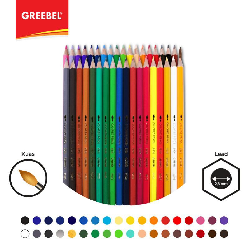 PENSIL WARNA WARNA CERAH BAHAN KUAT GREEBEL / GREEBEL 8036 Hexagonal