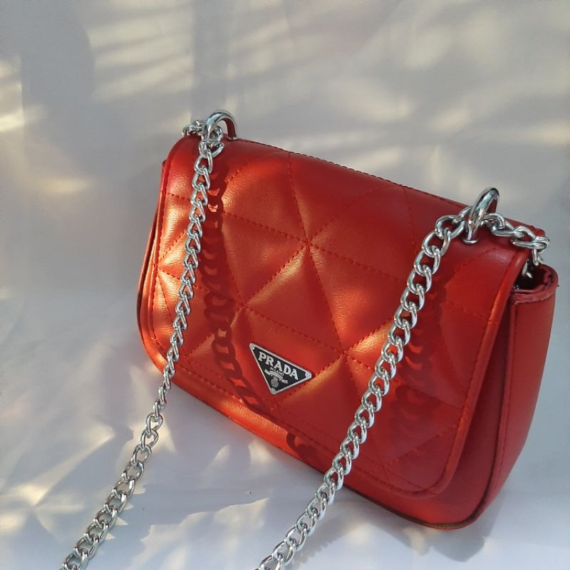 PRADA milano red pillow mini 2in1 sling shoulder bag                                                