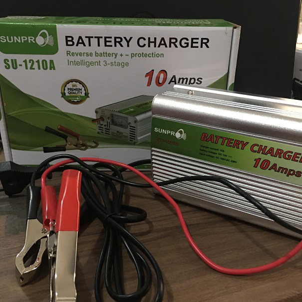 Battery Charger 10Amps 10A 10 Ampere Cas Aki Charge Protection Sunpro