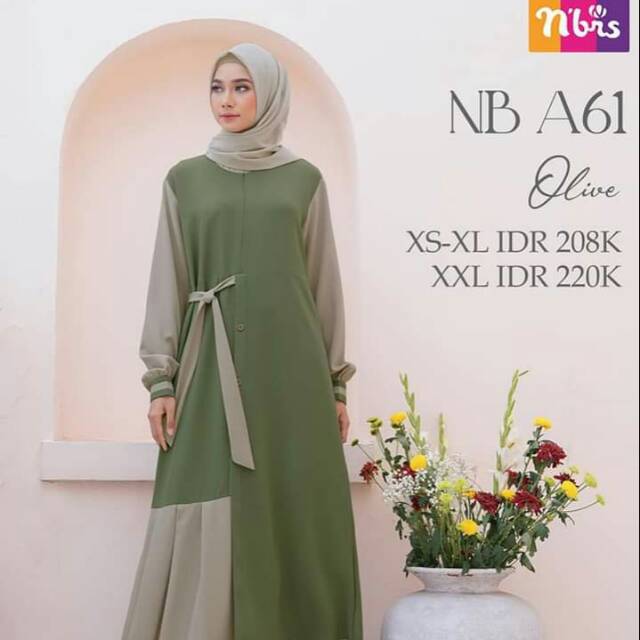 gamis nibras nb A61 maroon olibe brown