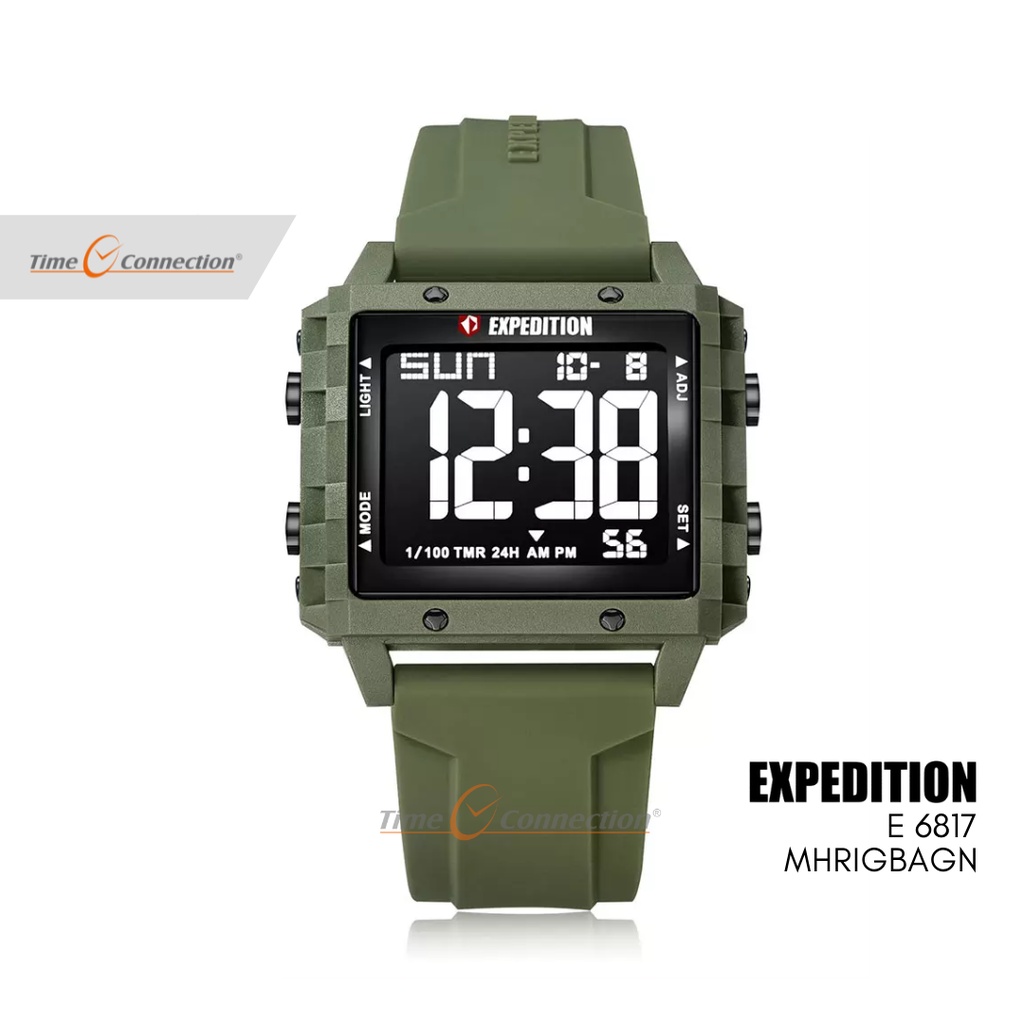 Expedition E 6817 MHRIGBAGN Hijau Original / Jam Tangan Wanita Pria Karet / Solid Green Rubber MH RI
