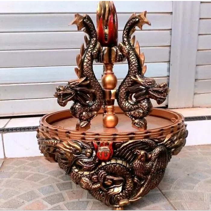 Tebok lovebird ukir naga 3D mewah istimewa kayu jati tebal 3cm