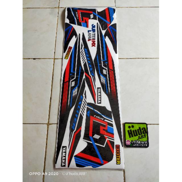 Striping sticker variasi jupiter mx lama old OJMX "EXITER" birumerah-merah-gold-hijau-biru-putih
