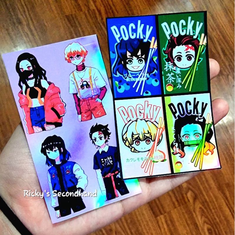 

Demon Slayer Sticker Stiker Holo Hologram Waterproof Anti Air Kimetsu no Yaiba Holographic Pocky Stickers Hashira KNY Tanjiro Nezuko Zenitsu Inosuke Friends Cute Lucu