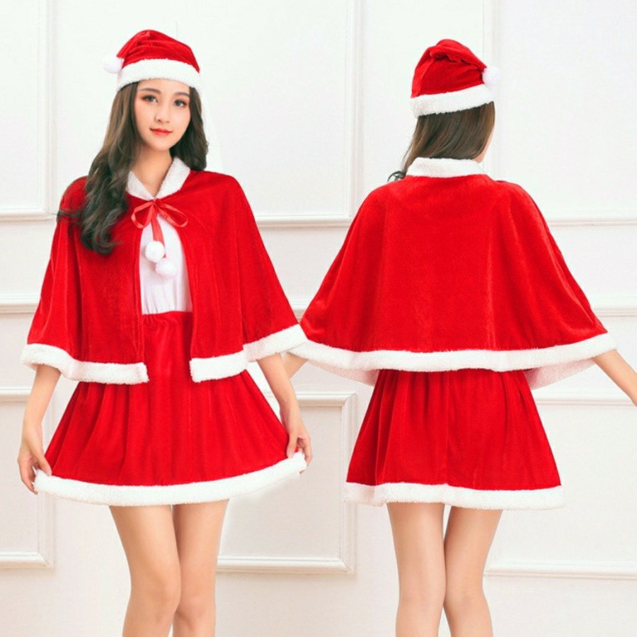 Christmas Cape Christmas costume Jubah merah santa Baju natal santa