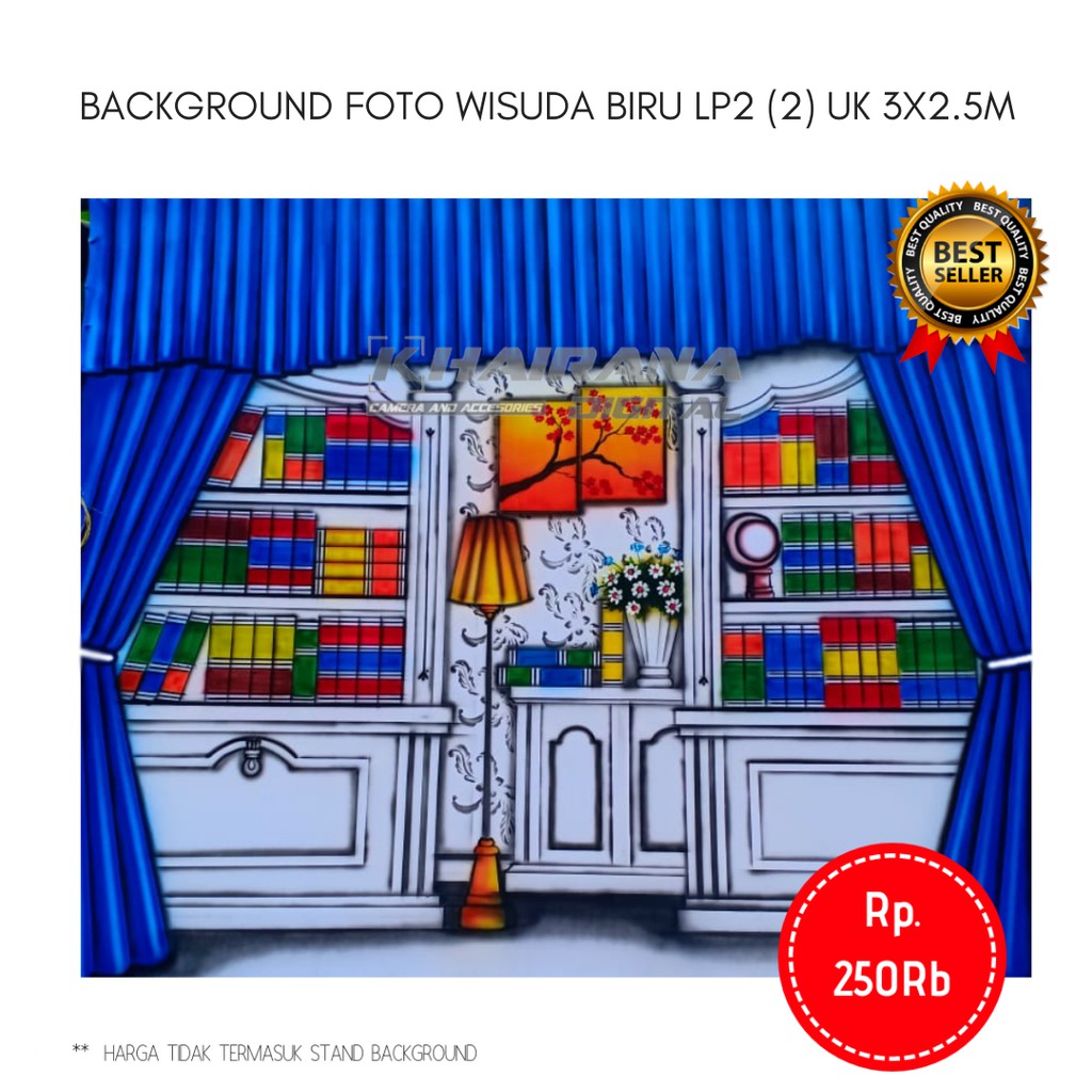 Background Backdrop Layar Foto Wisuda Lemari gorden biru LP2 3x2.5m
