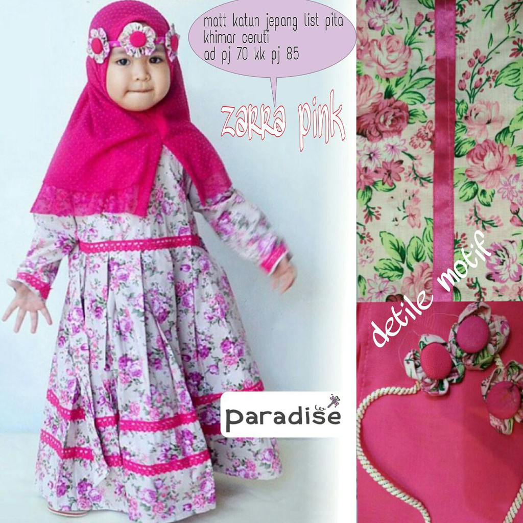 GAMIS ANAK - GAMIS ANAK LUCU - GAMIS ANAK ZARRA PINK