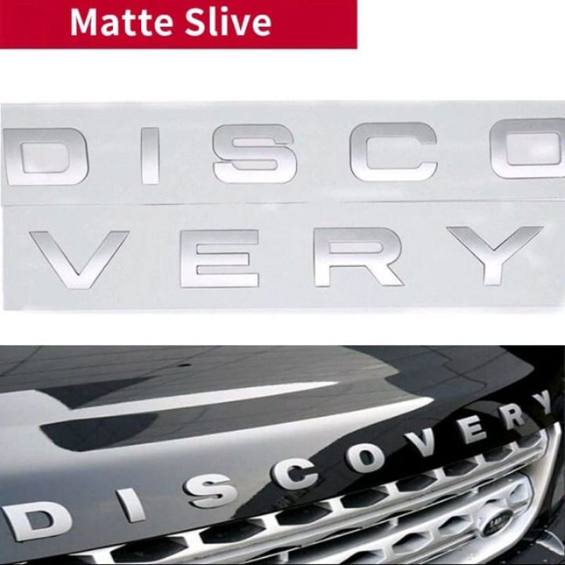 Emblem logo DISCOVERY silver besar big size ukuran original kap depan land rover range rover