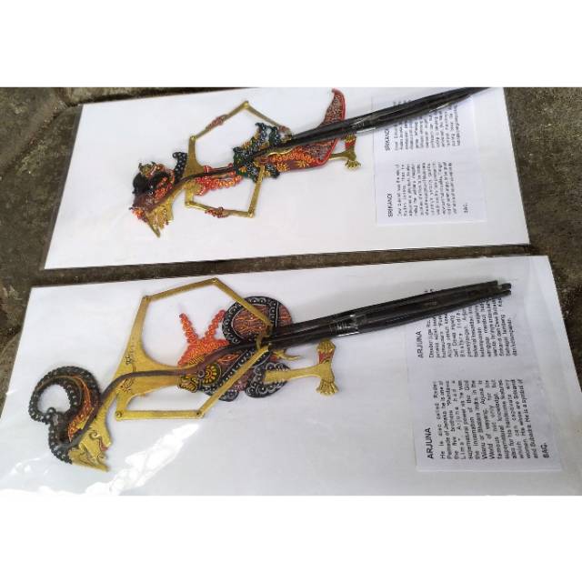 (BISA COD) SEPASANG KERAJINAN WAYANG KULIT RADEN ARJUNA DAN DEWI SRIKANDI CAPERAN SUPER HALUS