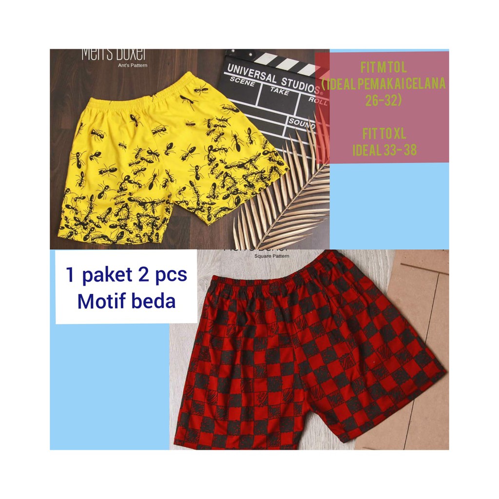 1 PAKET DAPAT 2 PCS / BISA COD / CELANA BOXER PRIA - POLILE781