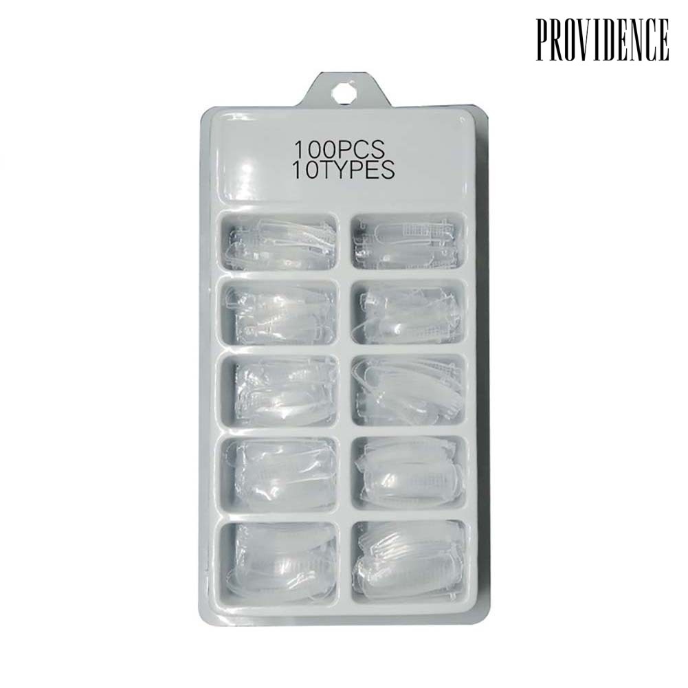 Providence 100Pcs Acrylic Fake Nails Builder Tool Kit Artificial Fingernails Clear Full Tips