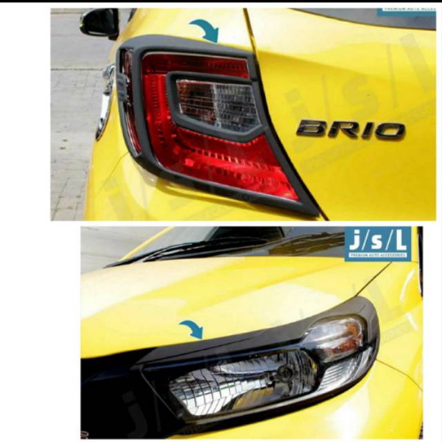 Paket garnish lampu depan dan belakang all new Brio Hitam &amp; Chrome jsl