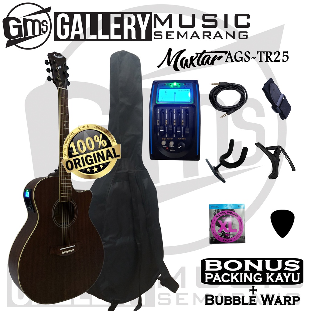 ORIGINAL!!! Gitar Akustik Elektrik Maxtar AGS-TR25 Gitar Akustik Original Preamp Equalizer Tuner LC Prener