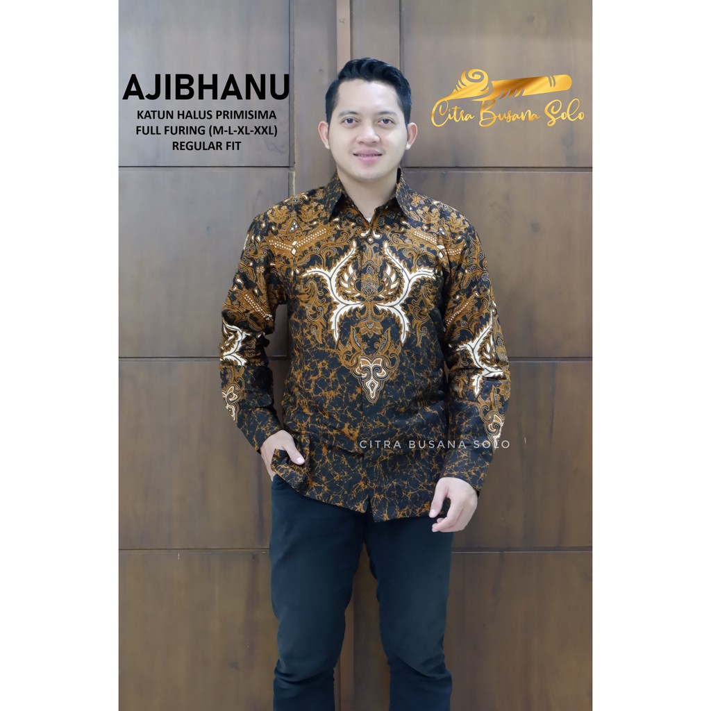 AJIBHANU PANJANG Kemeja Batik Pria Full Furing Bahan Katun Primisima