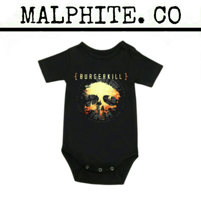 Kaos Baju Bayi Baby Jumper Kids Logo Band Burgerkill Motif Lengan Pendek Jumpsuit Sleepsuit Tidur An