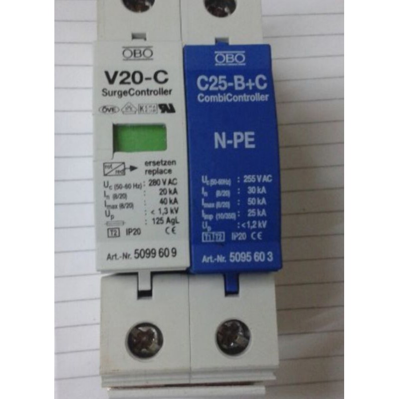 Surge Arrester OBO Bettermann Surge Arrester OBO V20 -C 1P + NPE