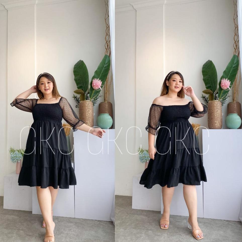 hcac-28 Smoke Dress Jumbo | Gaun Wanita | Dress Korea Style Plus Size | Baju Wanita | Baju Dress Wan