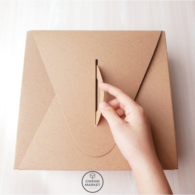 

Dus kue per 5pcs Kraft coklat premium tebal handle kotak kue cake box cake 25cm