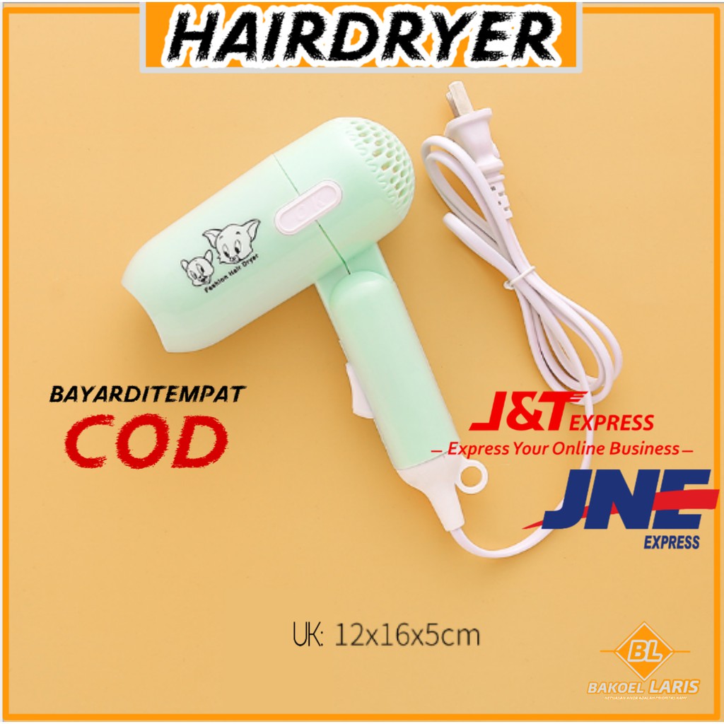 (COD) Hair Dryer Karakter Mini Portable Pengering Rambut Hijau