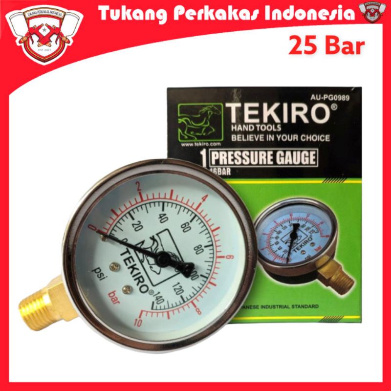 TEKIRO PRESSURE GAUGE 25 BAR PENGUKUR TEKANAN ANGIN 25 BAR MANOMETER