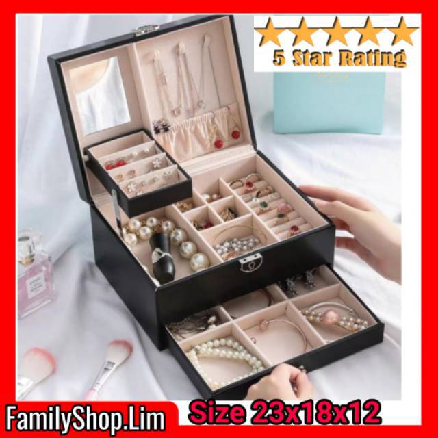 (Kunci)BOX PERHIASAN / KOTAK PERHIASAN / JEWERLY BOX / TEMPAT PERHIASAN / KALUNG/GELANG/CINCIN