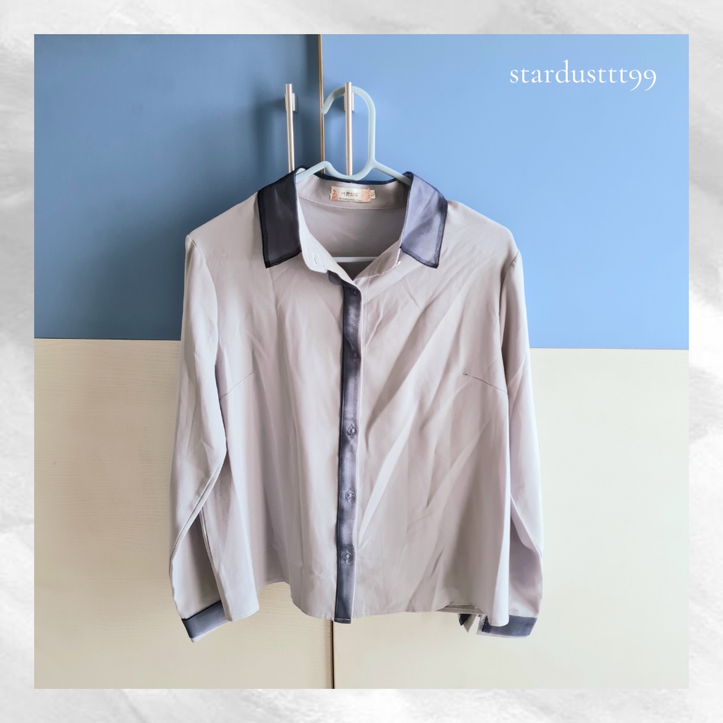 Baju Kemeja Formal Wanita Warna Dusty Blue