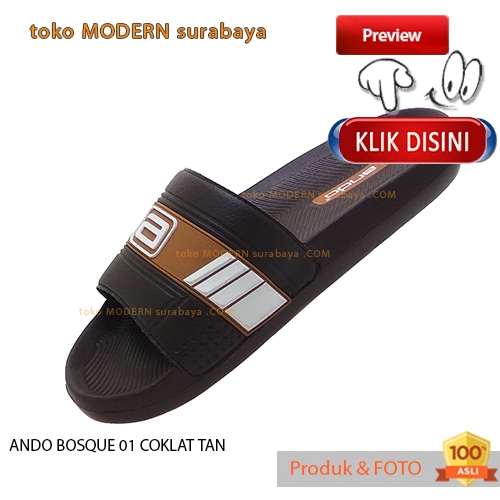 ANDO BOSQUE 01 COKLAT TAN sandal pria sandal slide flip flop karet