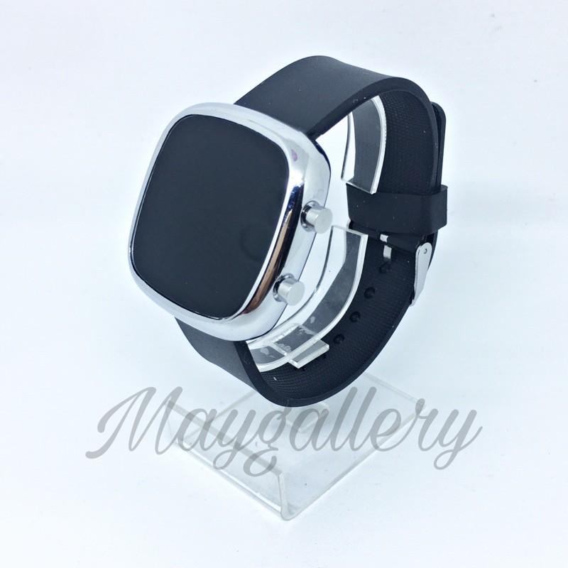 Jam Tangan Led Watch Oval (Free Gift)-Hitam silver