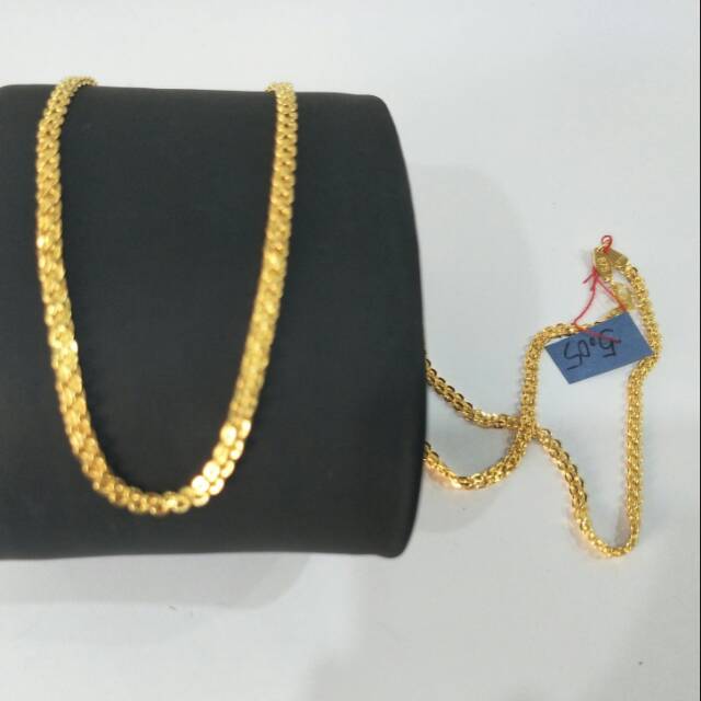 kalung panjang emas asli kadar 875 model fancy dobel