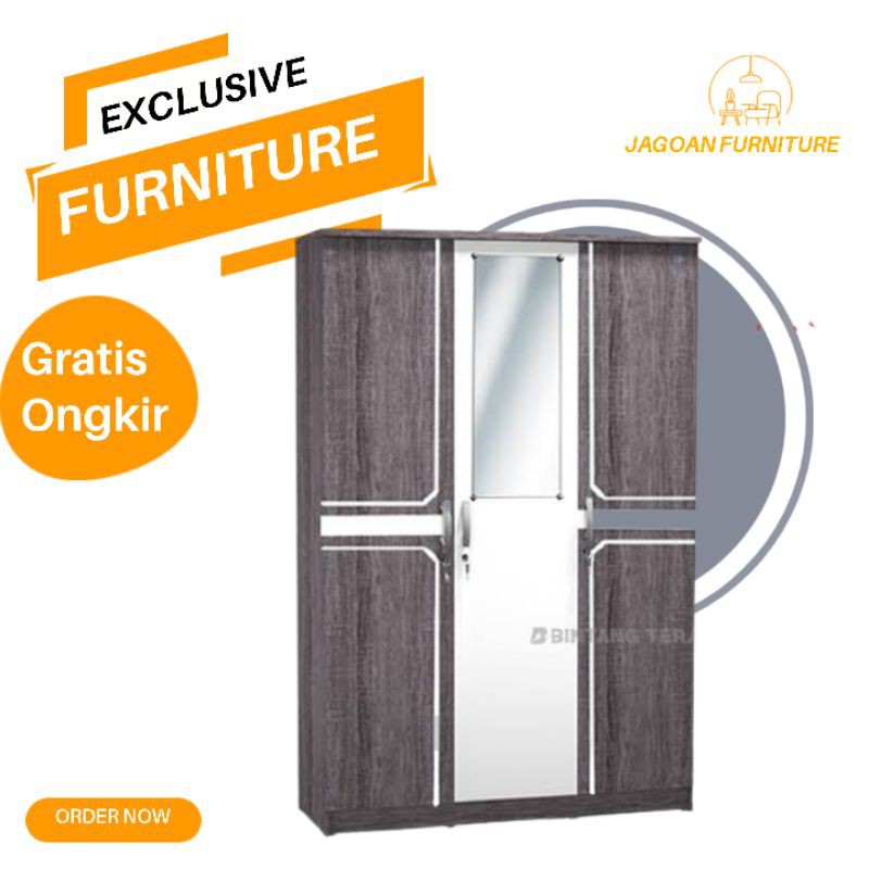 LCB JULIE LEMARI 3 PINTU HITAM PUTIH BANDUNG SUMEDANG CIANJUR PURWAKARTA GARUT SUKABUMI SUBANG