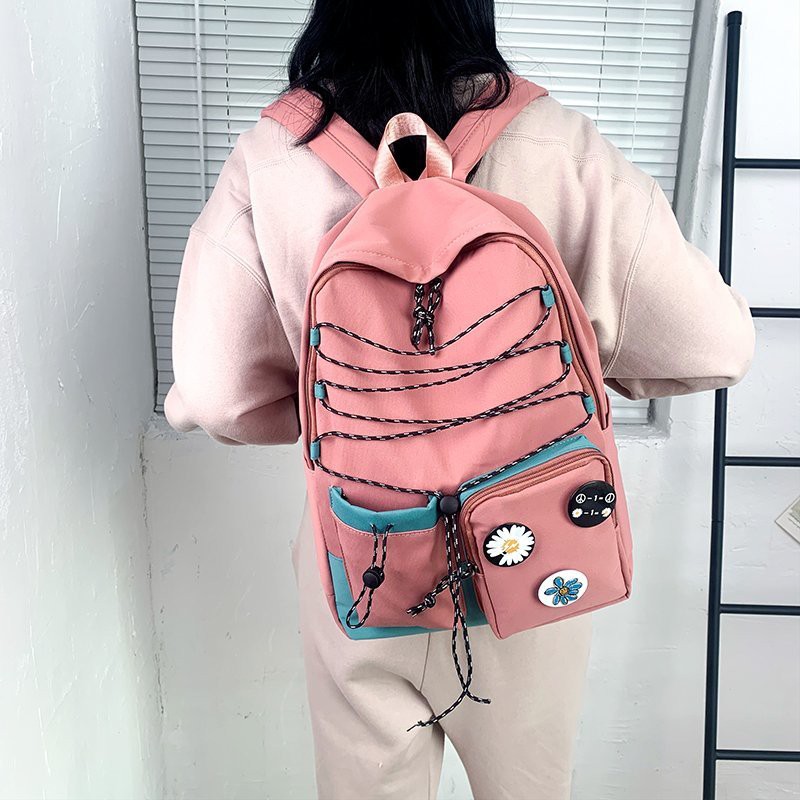 【Ready Stock】Tas wanita Tas siswa Ransel ransel tas gaya korea yang trendi Tas laptop【COD】Berisi lencana