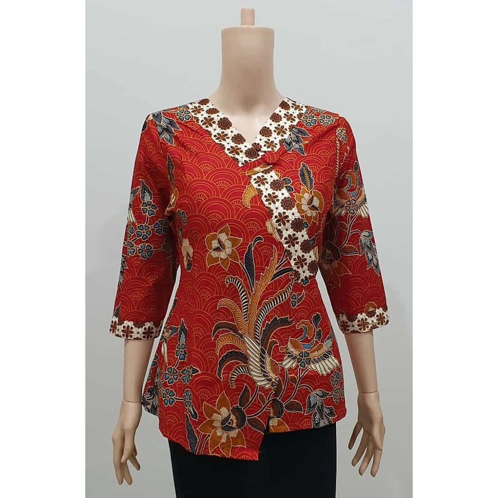 Baju Kerja Atasan Blus Batik Wanita Giani Merah
