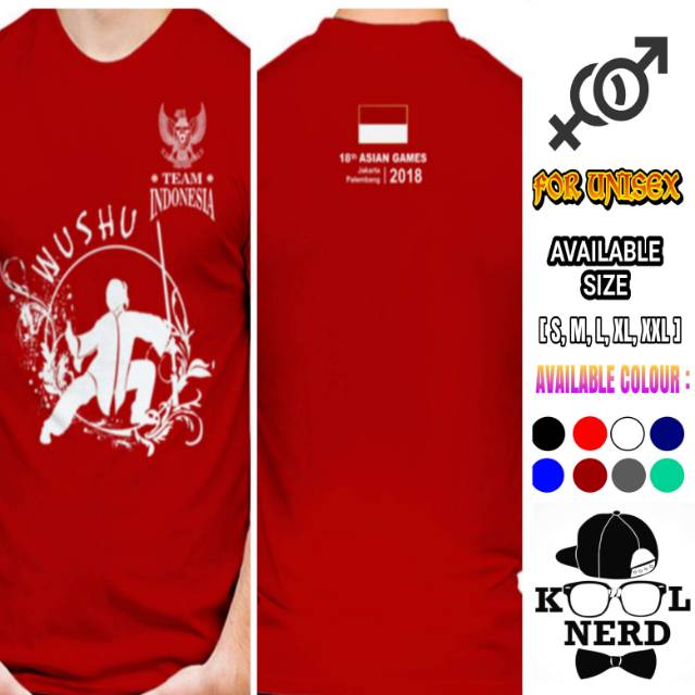 KAOS DISTRO PRIA TEAM INDONESIA ASIAN GAMES WUSHU KEREN BERKUALITAS