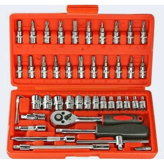 KUNCI SOK SOCKET SET 46PCS / Tool Kit Set 46 Pcs / Kunci Alat Mechanic