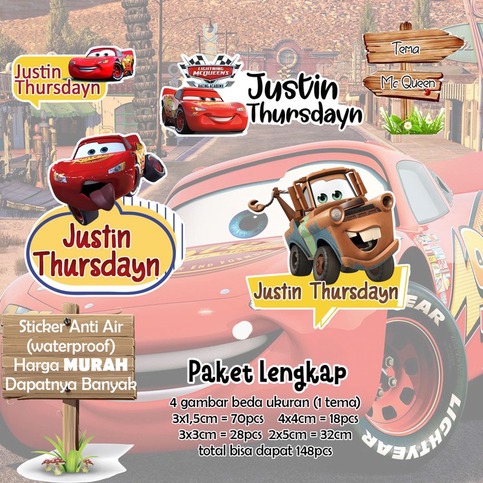 

Sticker Nama Lucu/Custom/Kartun/Waterproof - JUSTIN MC QUEEN 95pc